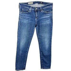 AG "The‎ Stevie" Slim Straight Jeans – Size 25, Medium Stone Wash, Made in USA